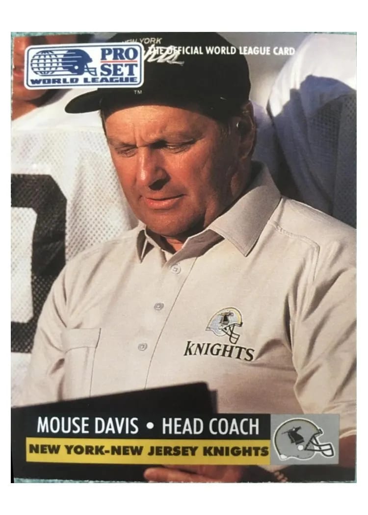 1991 Pro Set Wlaf Inserts Mouse Davis #18 card