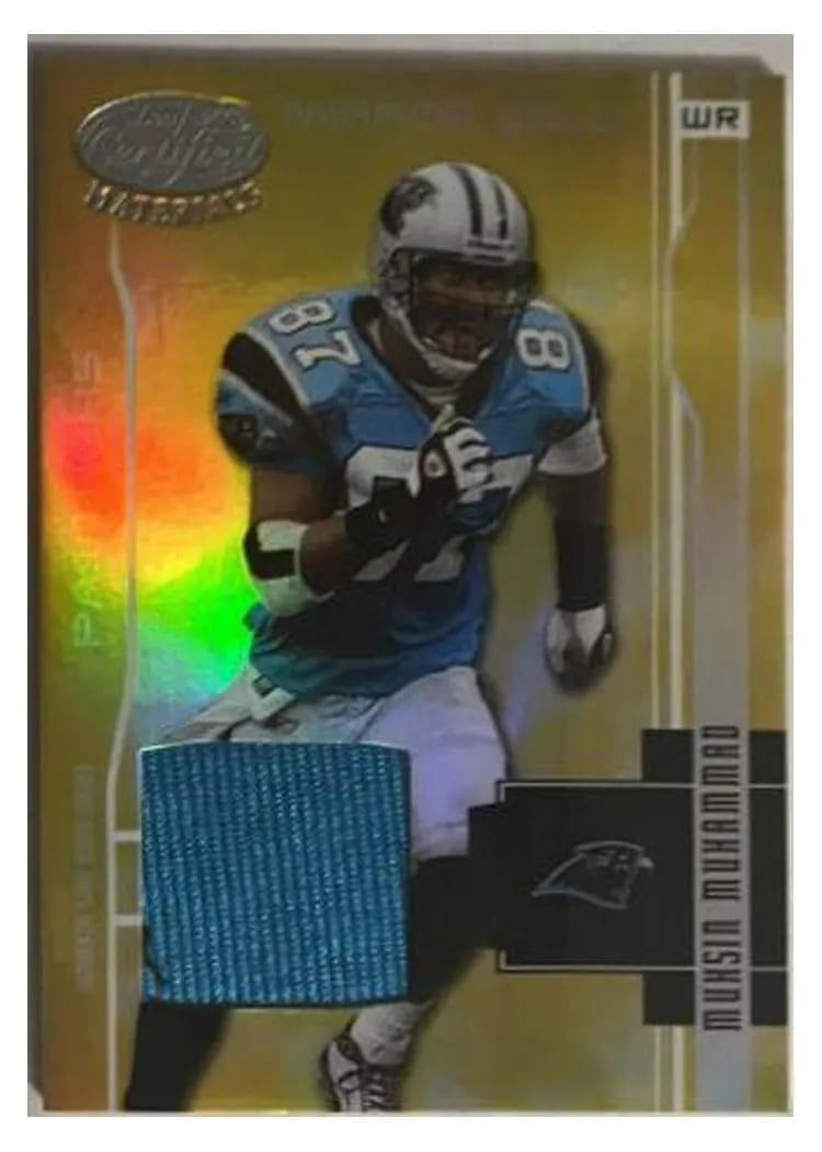 2002 Leaf Certified Muhsin Muhammad Mirror Gold Jersey #11 card