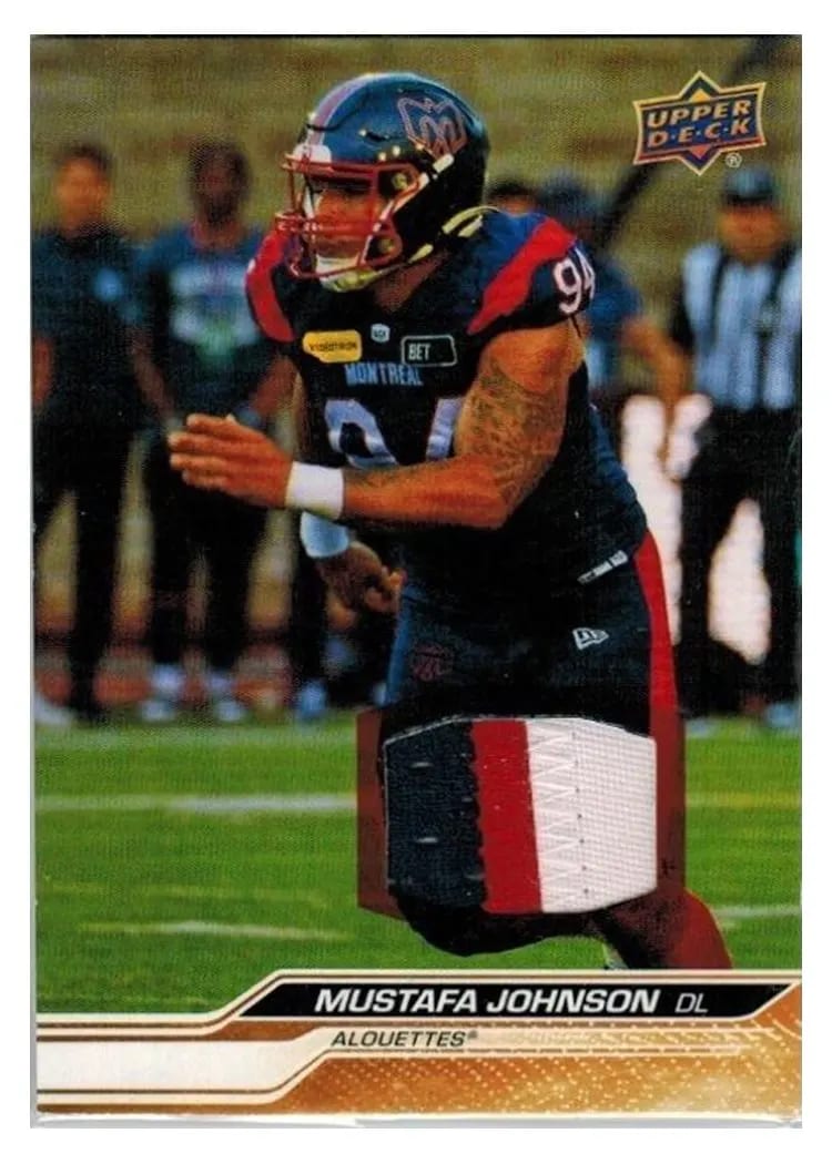 2024 Upper Deck CFL Game Patch Mustafa Johnson #33 card