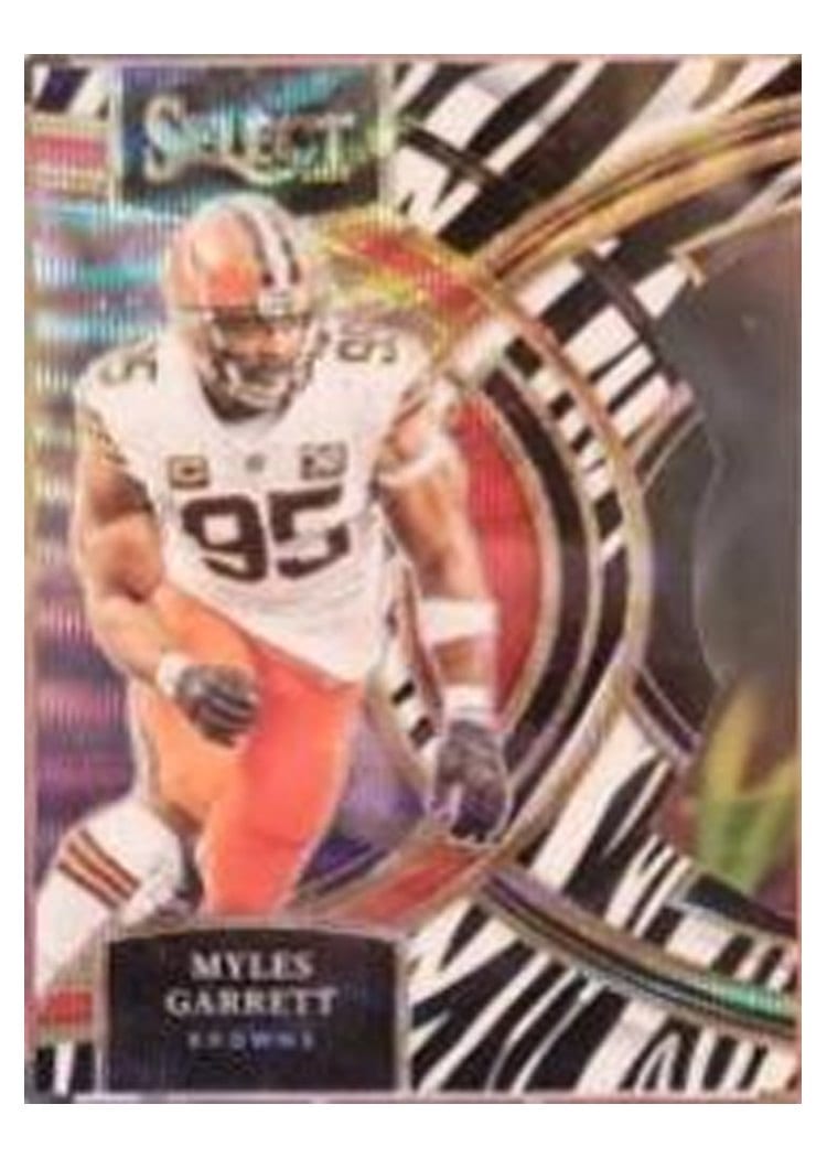 2023 Panini Select Base Set Myles Garrett Zebra Prizm #152 card