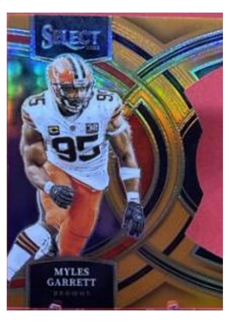 2023 Panini Select Base Set Myles Garrett Orange Prizm Die-Cut #152 card