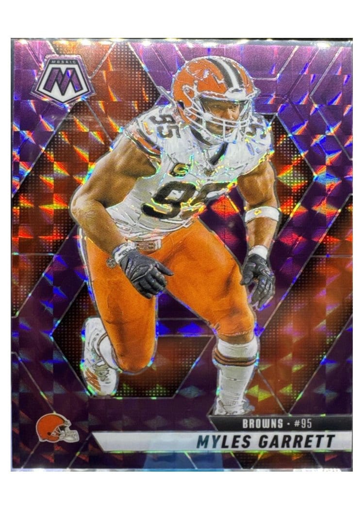 2025 Panini Mosaic Base Set Myles Garrett Purple #181 card