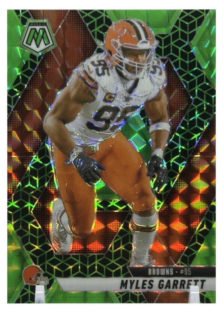 2025 Panini Mosaic Base Set Myles Garrett Green Spectris #181 card