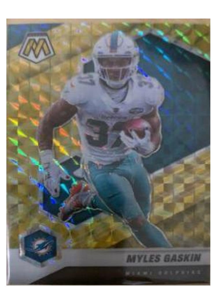 2021 Panini Mosaic Base Set Myles Gaskin Reactive Yellow Mosaic #125 card