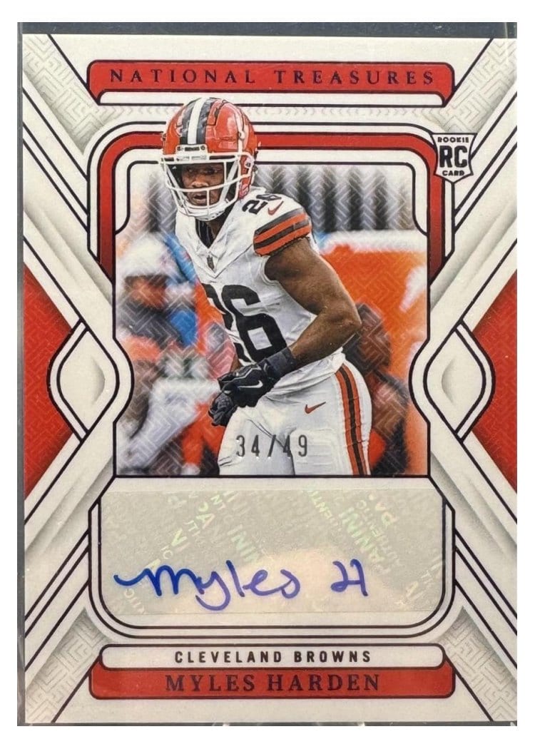 2024 Panini National Treasures Base Set Myles Harden Purple Signature #146 card