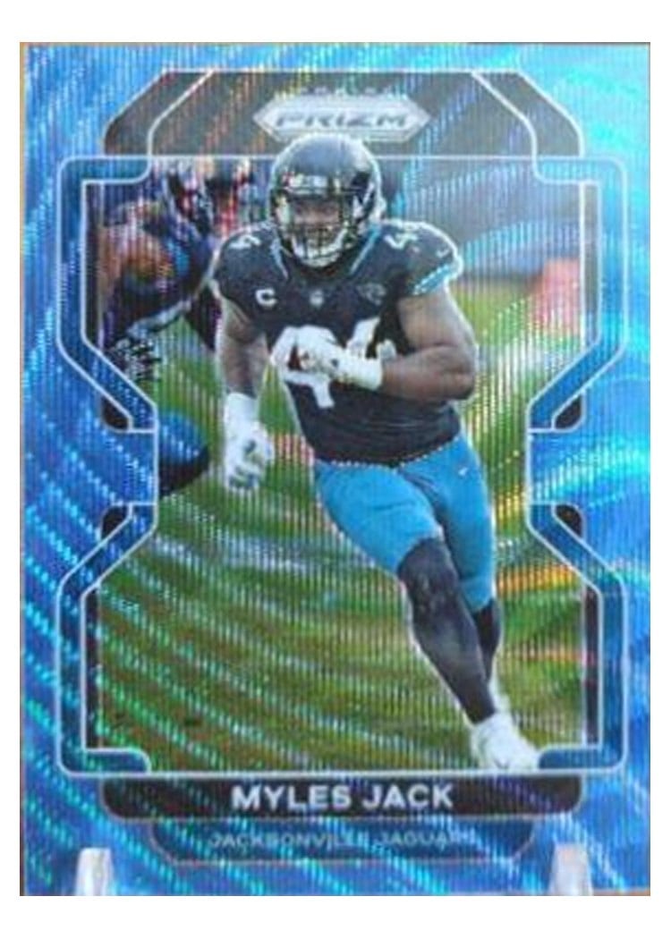 2021 Panini Prizm Base Set Myles Jack Blue Wave Prizm #16 card