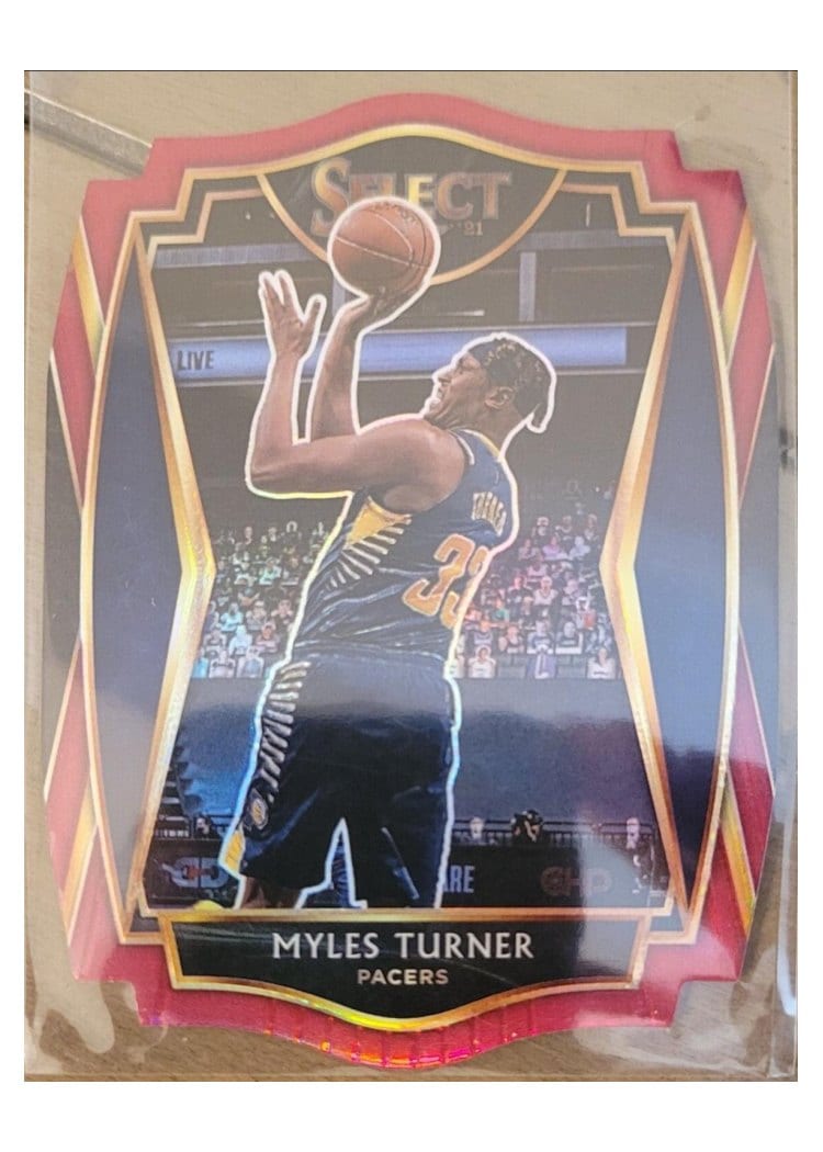 2020-21 Panini Select Base Set Myles Turner Maroon Prizm Die Cut #157 card