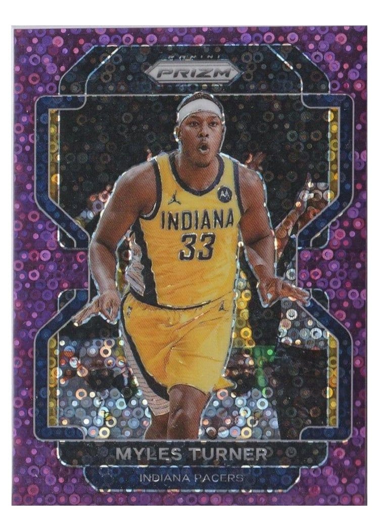 2021-22 Panini Prizm Base Set Myles Turner Fast Break Purple Prizm #175 card