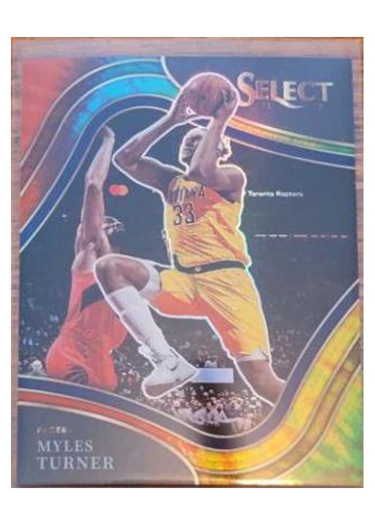 2021-22 Panini Select Base Set Myles Turner Blue Disco Prizm #201 card