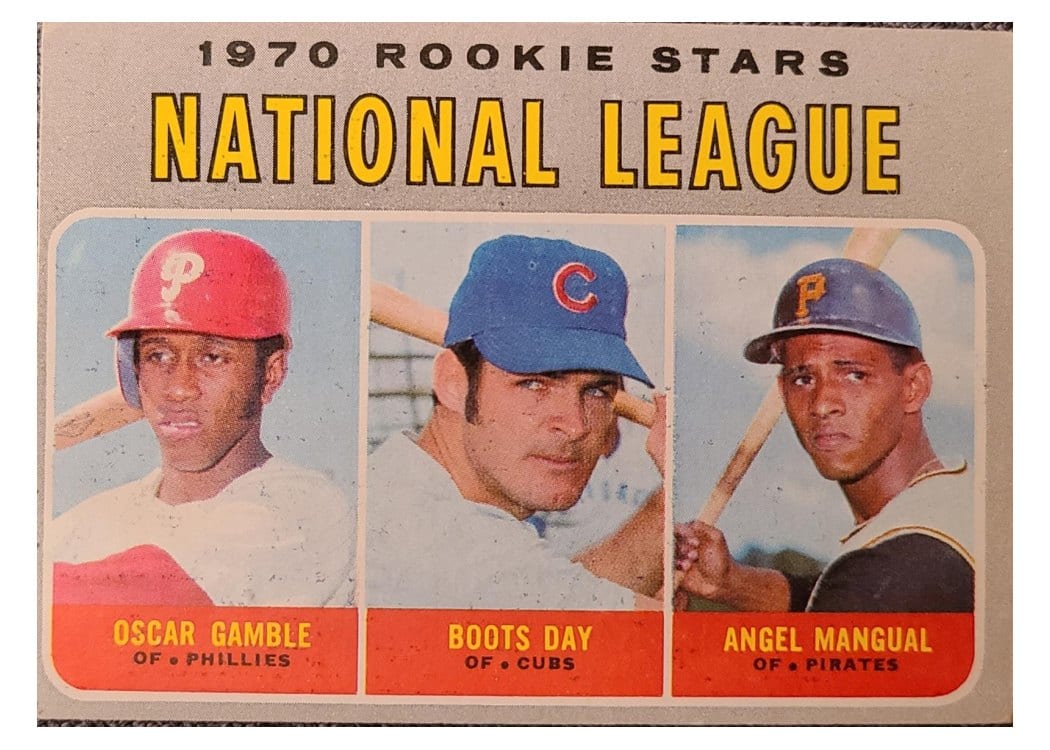 1970 Topps N.L. 1970 Rookie Stars: Oscar Gamble / Boots Day / Angel Mangual #654 card