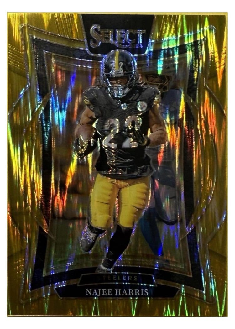 2024 Panini Select Base Set Najee Harris Gold Prizm Shock #85 card