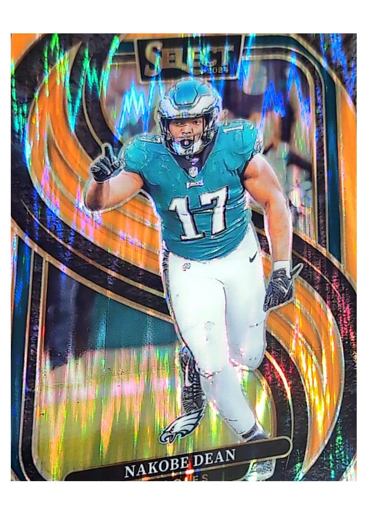 2024 Panini Select Base Set Nakobe Dean Orange Prizm Shock #185 card