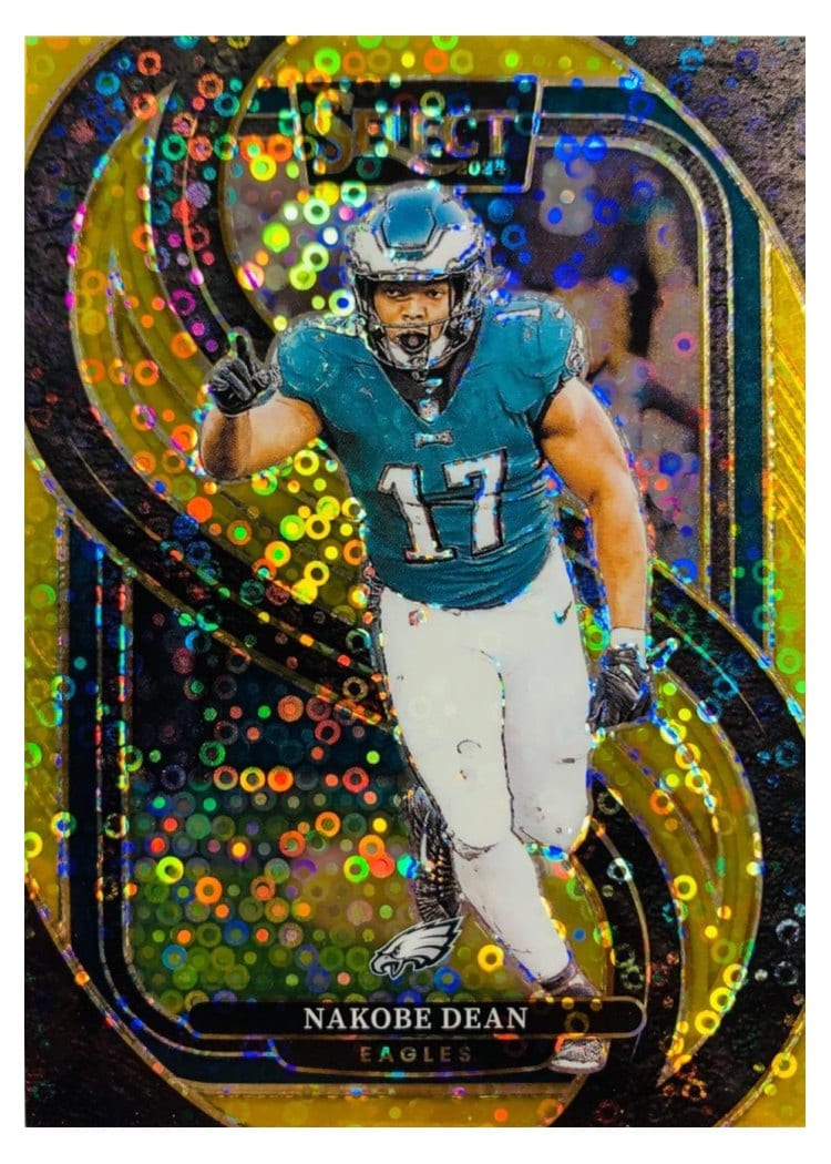 2024 Panini Select Base Set Nakobe Dean Gold Disco Prizm #185 card