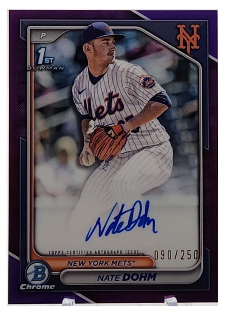 2024 Bowman Draft Chrome Prospect Autographs Nate Dohm Purple Refractor #CPA-ND card