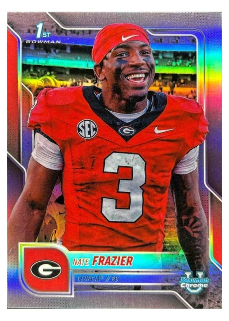 2025 Bowman University Chrome Base Image Variation Refractor Nate Frazier #SP-18 card
