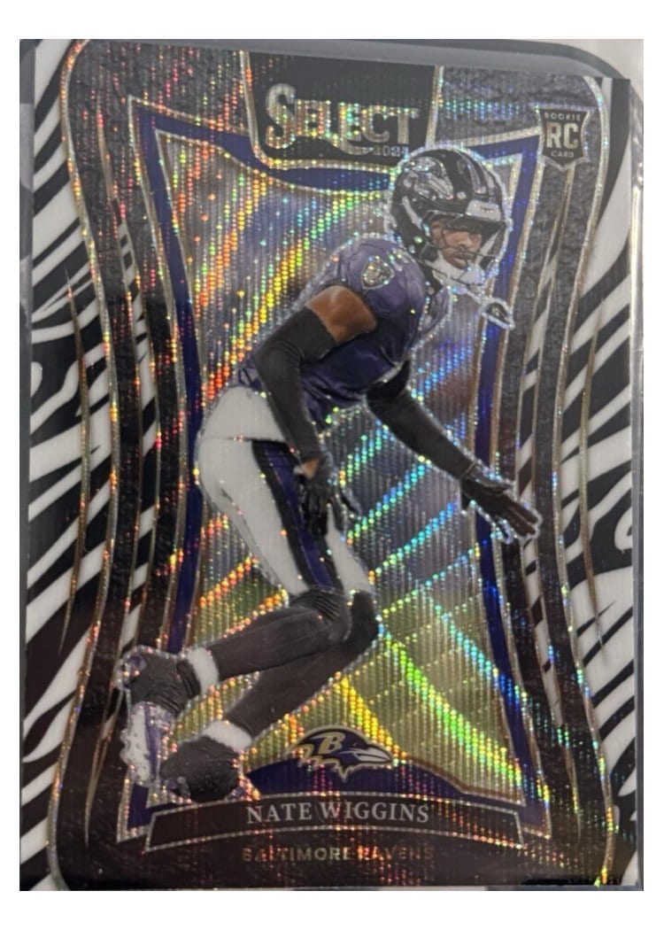 2024 Panini Select Base Set Nate Wiggins Zebra Prizm #344 card