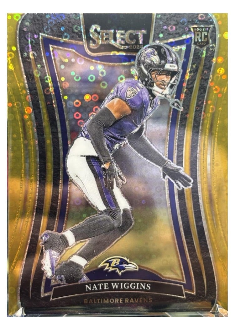 2024 Panini Select Base Set Nate Wiggins Gold Disco Prizm #344 card