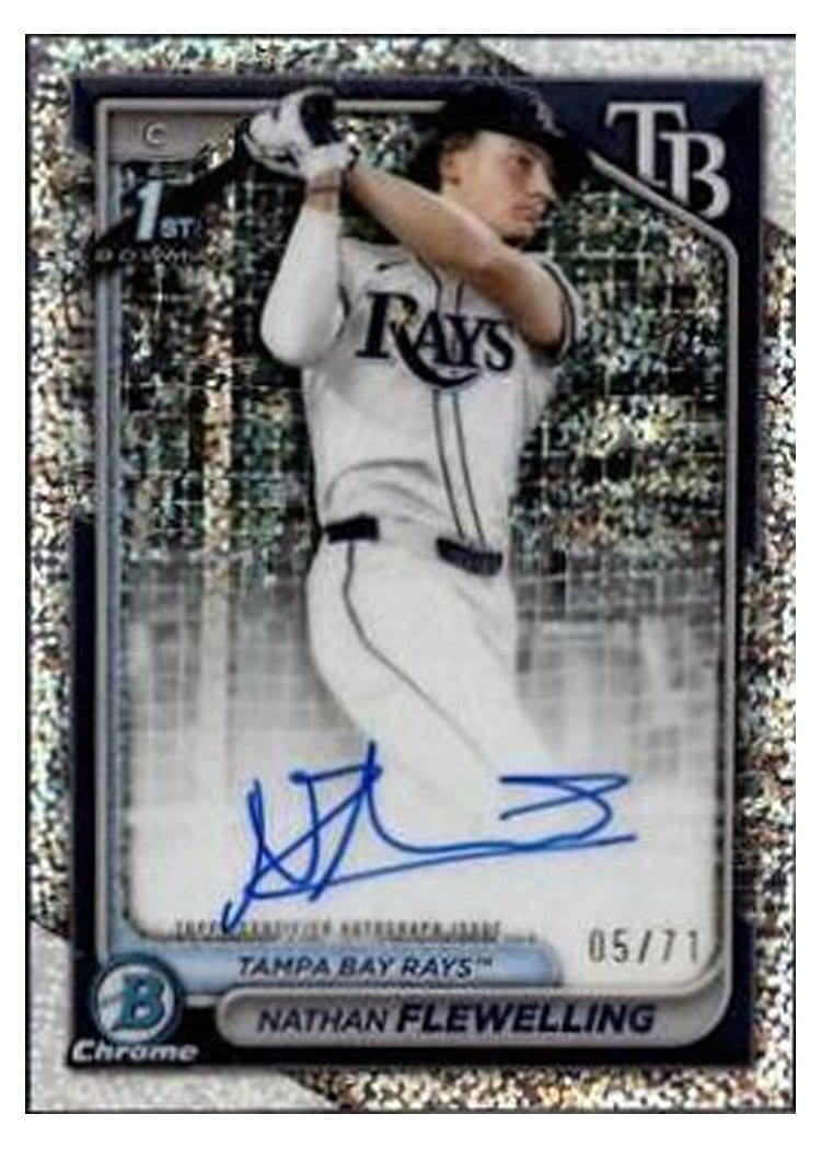 2024 Bowman Draft Chrome Prospect Autographs Nathan Flewelling Sparkles Refractor #CPA-NF card