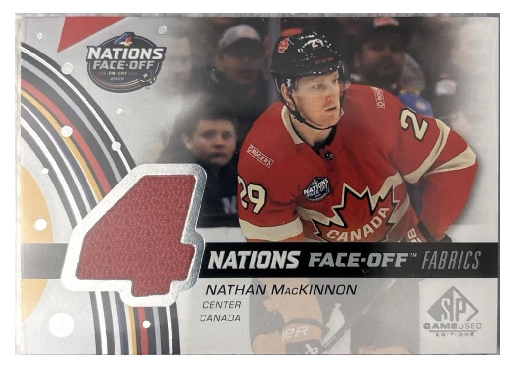 2025-26 SP Game Used 2025 4 Nations Face-Off Fabrics Nathan MacKinnon #4N-MA