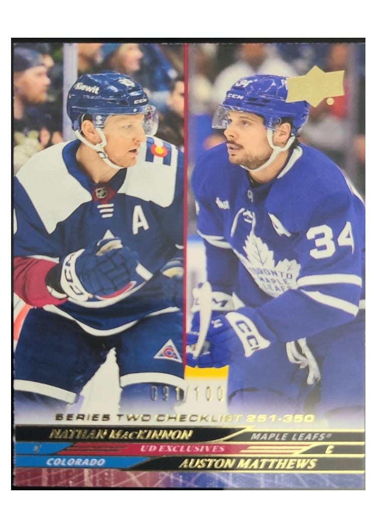 2024-25 Upper Deck Base Set Nathan MacKinnon / Auston Matthews Exclusive #449 card
