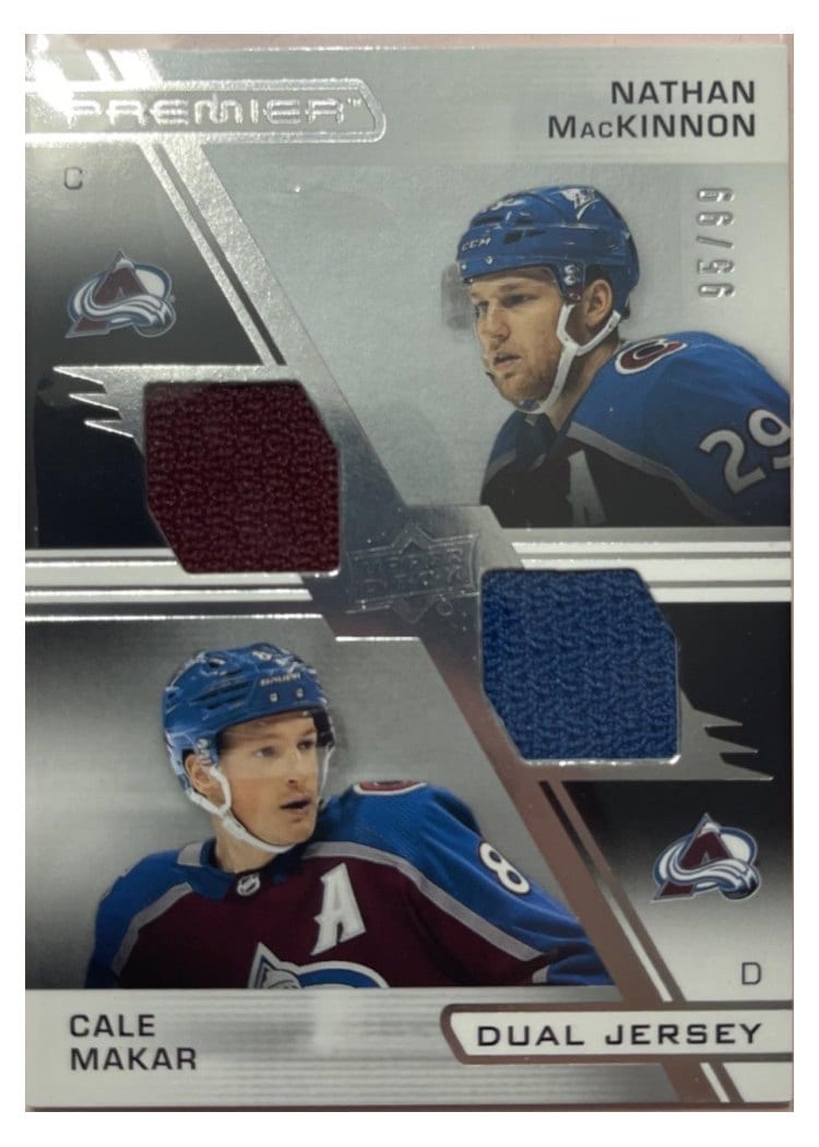 2021-22 Upper Deck Premier Premier Dual Jersey Nathan MacKinnon/Cale Makar #PD-NC