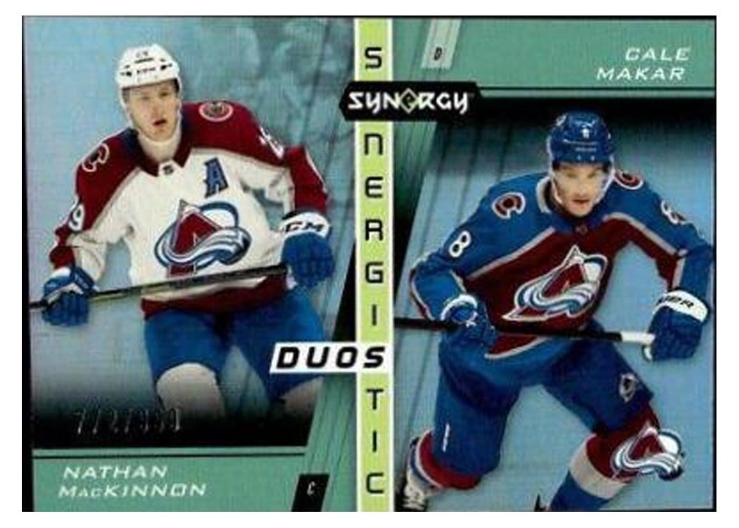 2021-22 Upper Deck Synergy Synergistic Duos Nathan MacKinnon/Cale Makar #SD-3