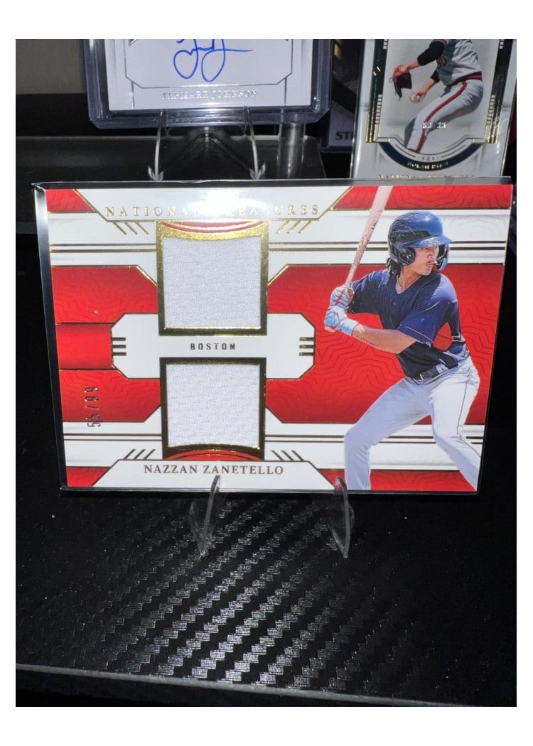 2024 Panini National Treasures Game Gear Swatches Dual Nazzan Zanetello #6 card