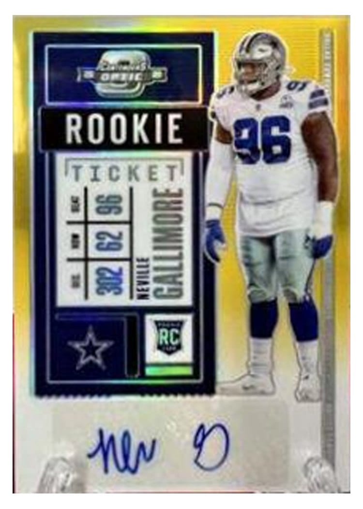2020 Panini Contenders Optic Base Set Neville Gallimore Autograph Gold #168 card