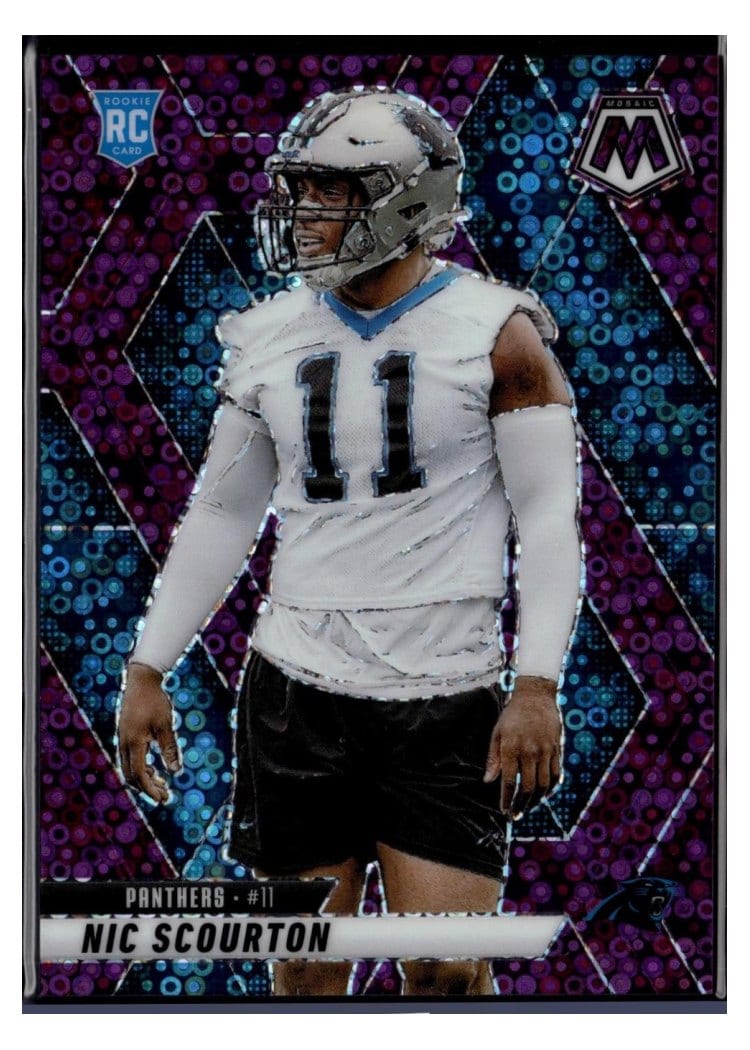 2025 Panini Mosaic Base Set Nic Scourton No Huddle Purple #391 card