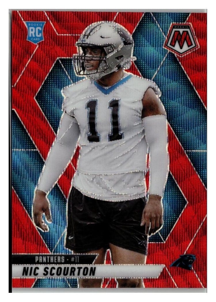 2025 Panini Mosaic Base Set Nic Scourton Red Wave #391 card