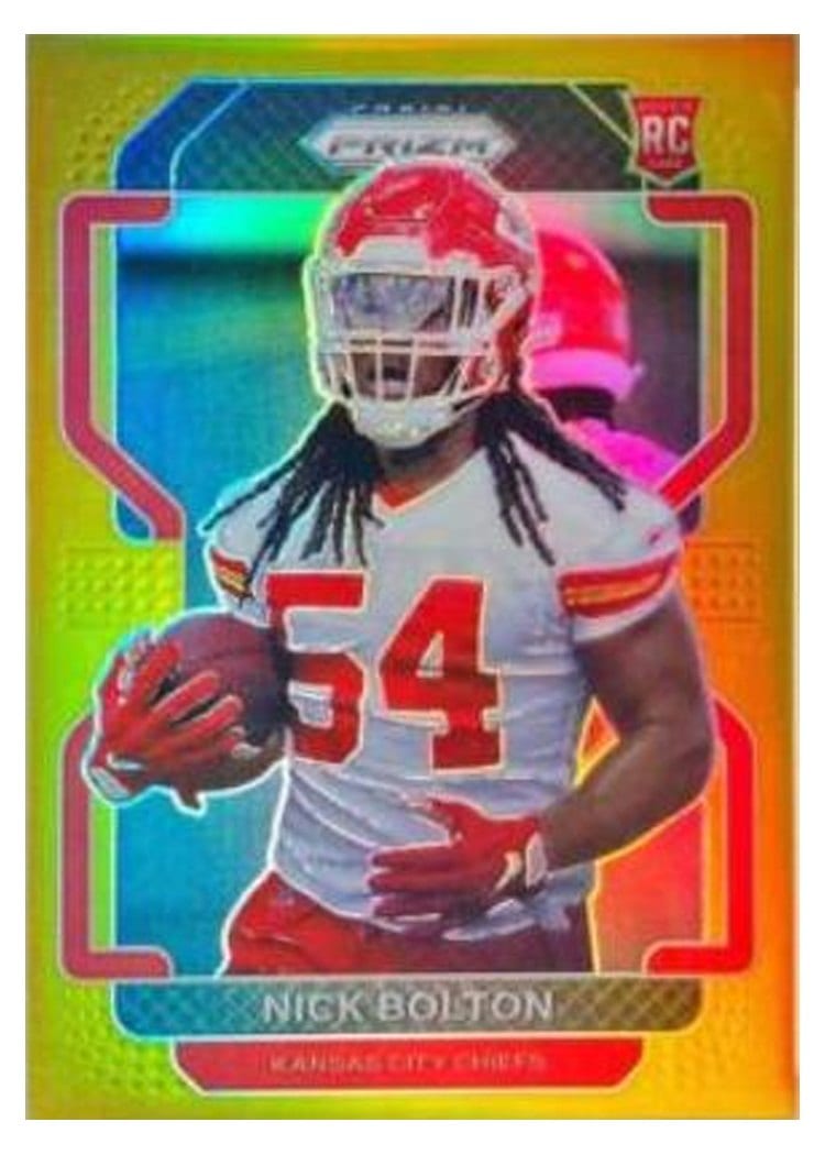 2021 Panini Prizm Base Set Nick Bolton Gold Shimmer #390 card