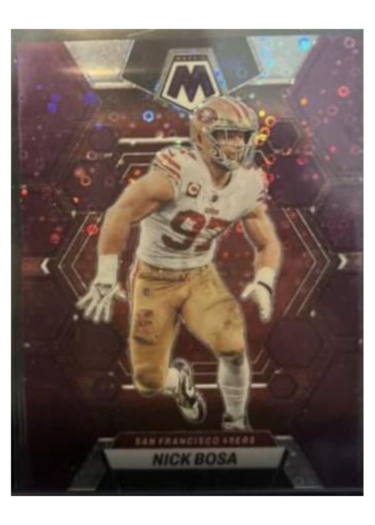 2023 Panini Mosaic Base Set Nick Bosa No Huddle Purple #216 card