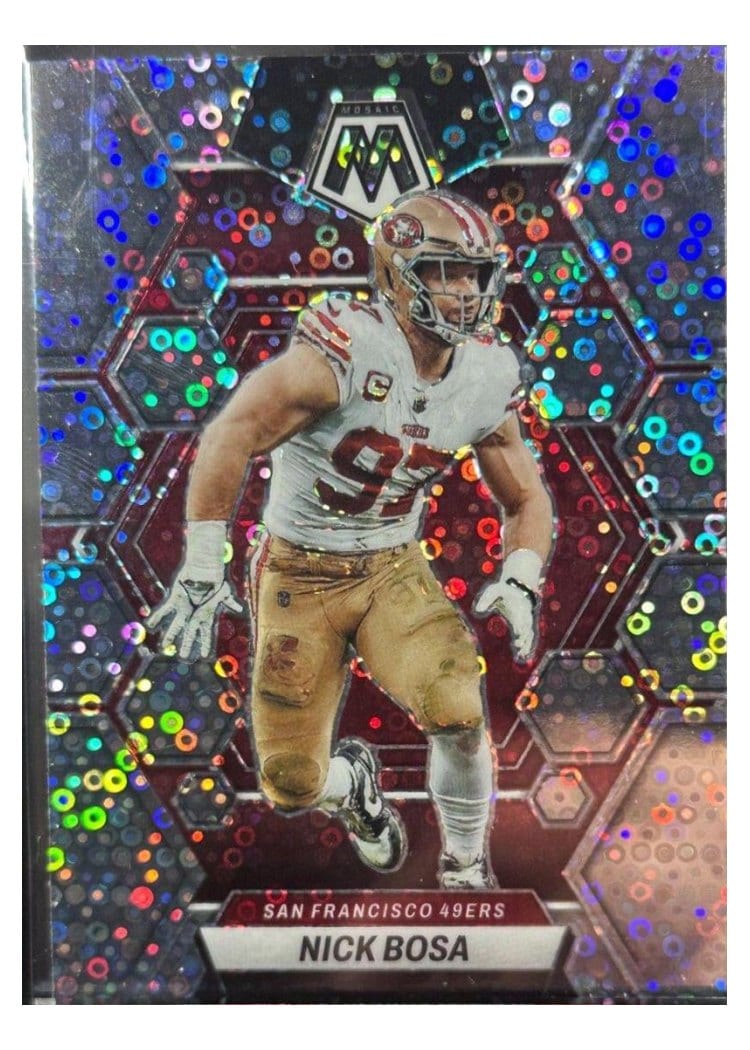 2023 Panini Mosaic Base Set Nick Bosa No Huddle Silver #216 card