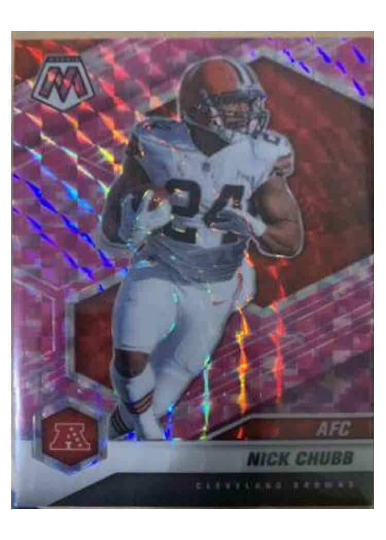 2021 Panini Mosaic Base Set Nick Chubb Camo Pink Mosaic #231 card
