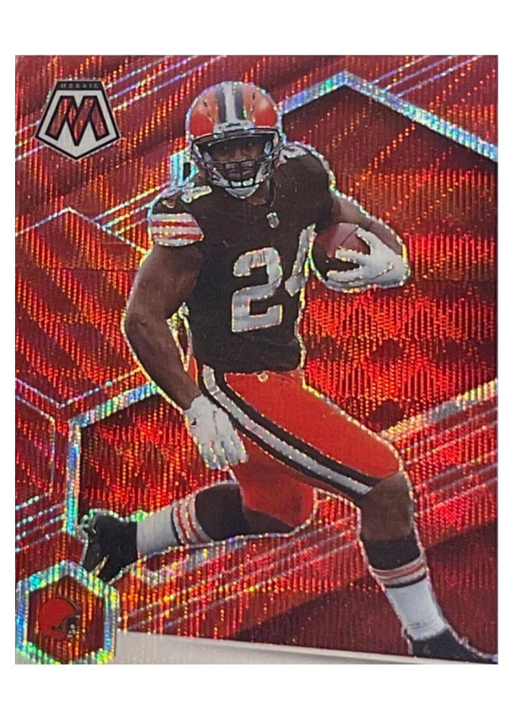 2021 Panini Mosaic Base Set Nick Chubb Red Wave Mosaic #53 card