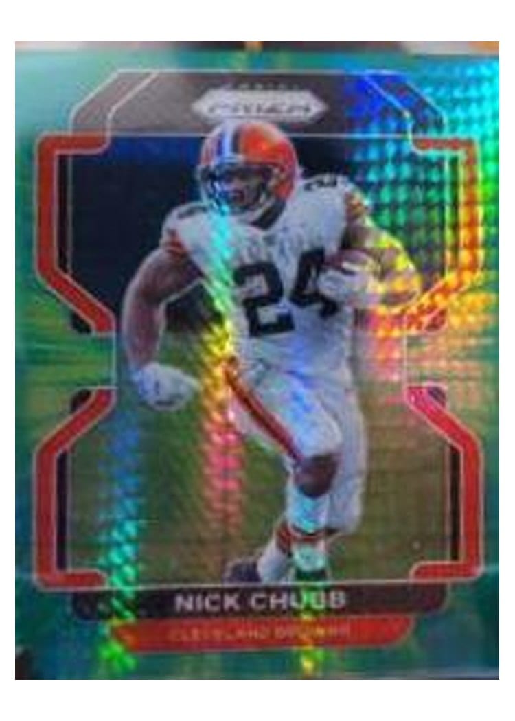 2021 Panini Prizm Base Set Nick Chubb Green Prizm #264 card