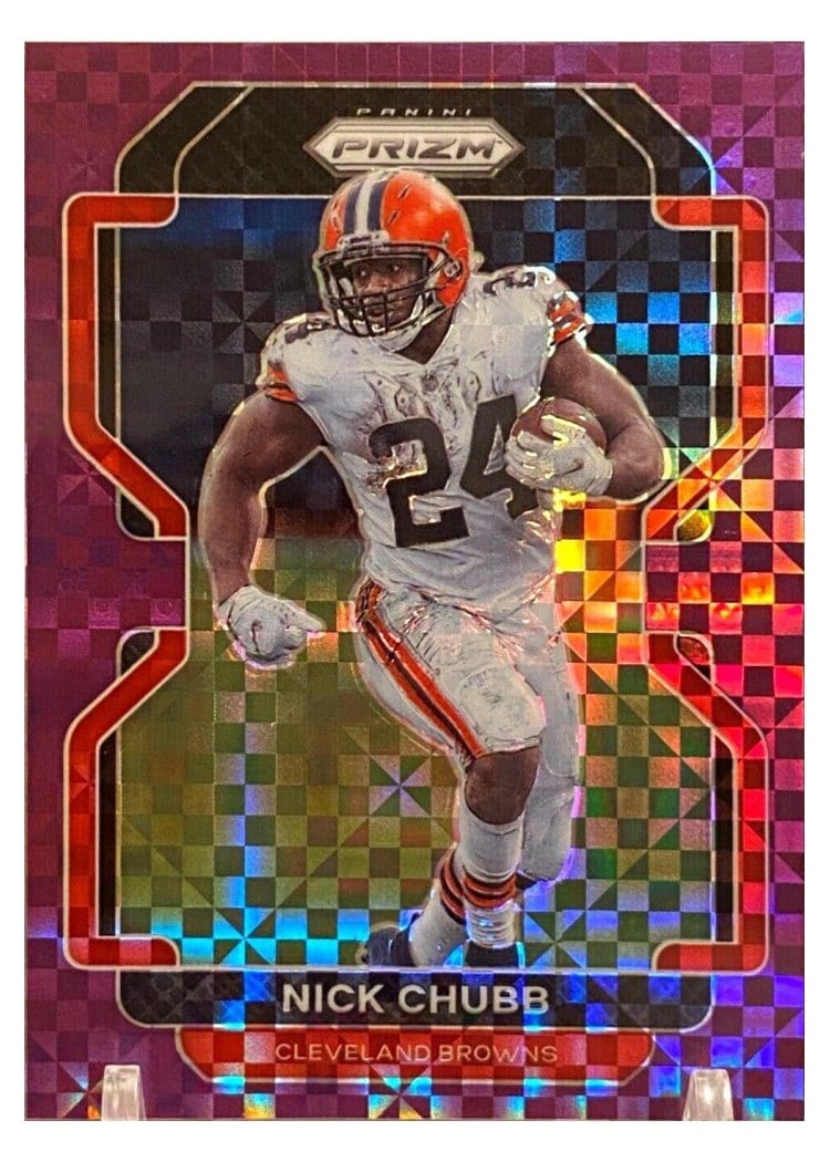 2021 Panini Prizm Base Set Nick Chubb Purple Power Prizm #264 card