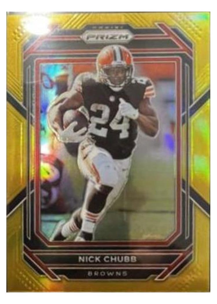 2022 Panini Prizm Base Set Nick Chubb Gold #67 card