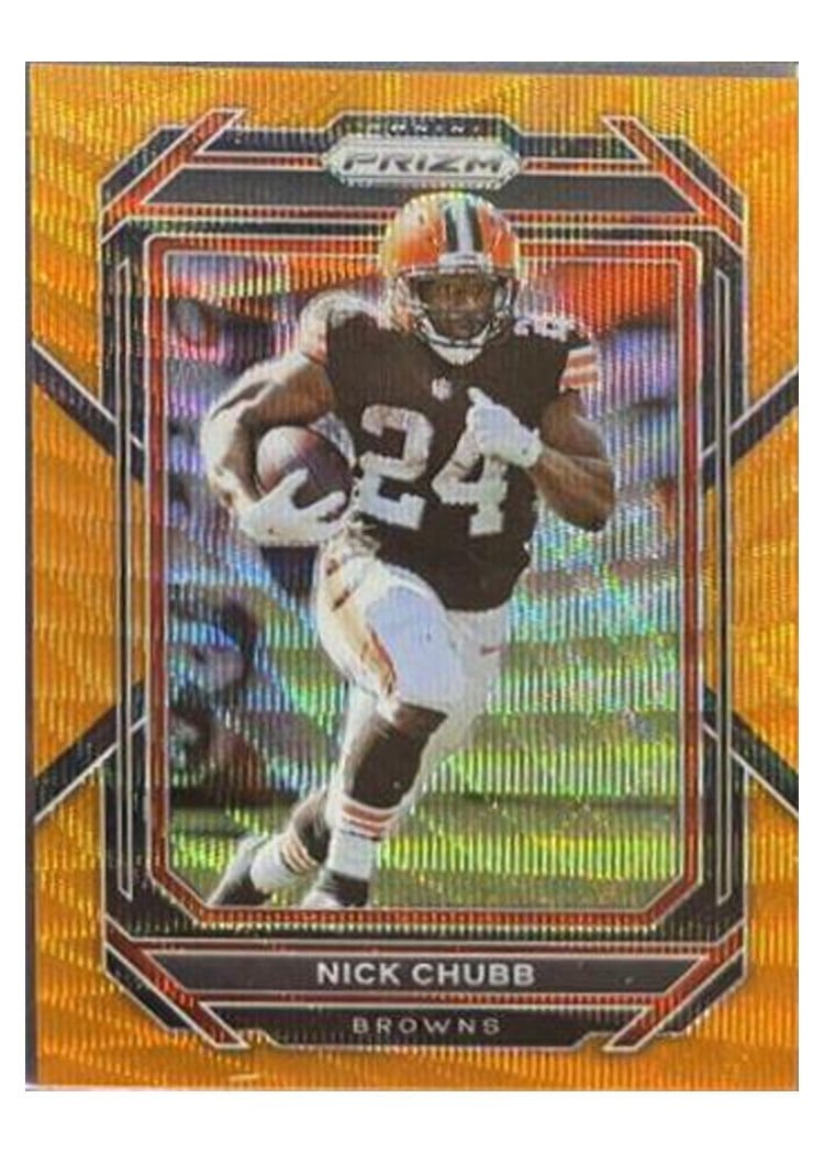 2022 Panini Prizm Base Set Nick Chubb Orange Wave #67 card