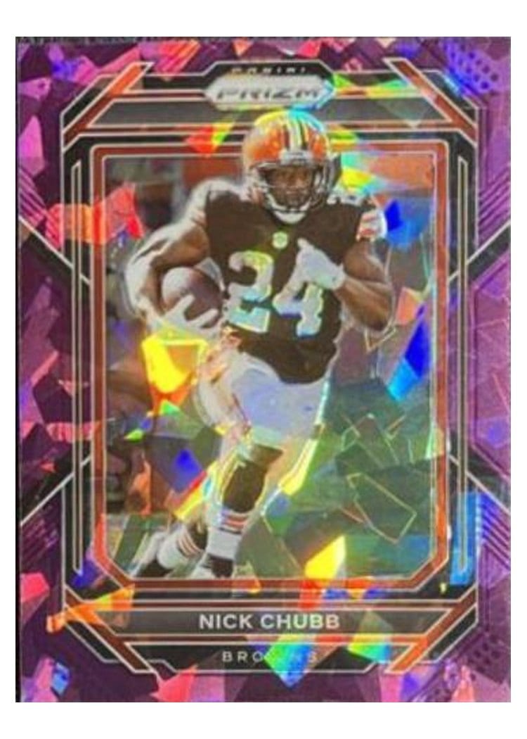 2022 Panini Prizm Base Set Nick Chubb Purple Ice #67 card