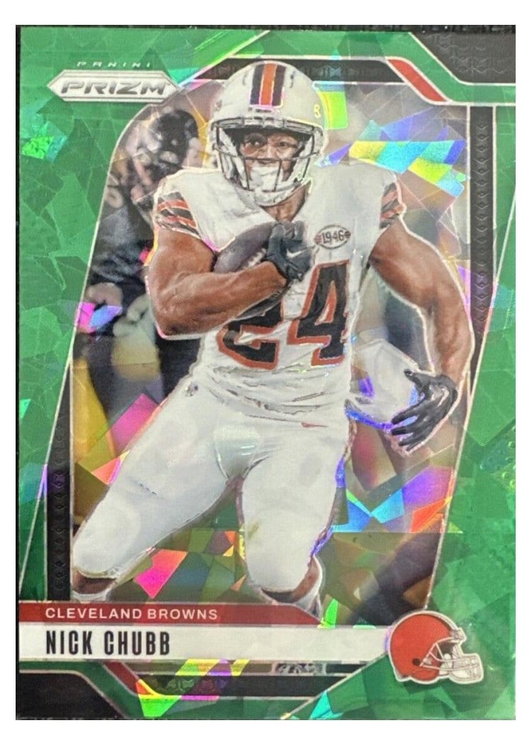 2024 Panini Prizm Base Set Nick Chubb Green Ice #65 card