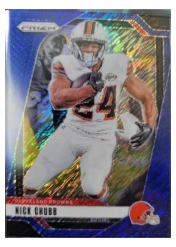 2024 Panini Prizm Base Set Nick Chubb Blue Shimmer #65 card