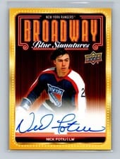 2025-26 Upper Deck New York Rangers Centennial Broadway Blue Signatures Nick Fotiu #BBS-NF card