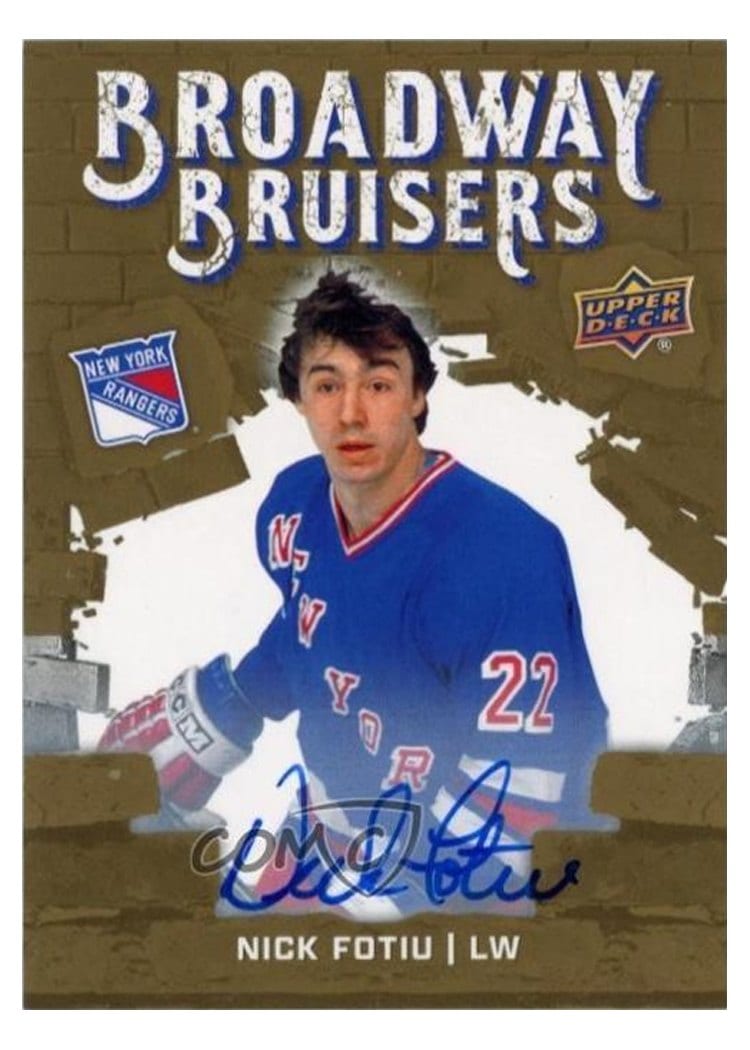 2025-26 Upper Deck New York Rangers Centennial Broadway Bruisers Auto Nick Fotiu #BB-11 card
