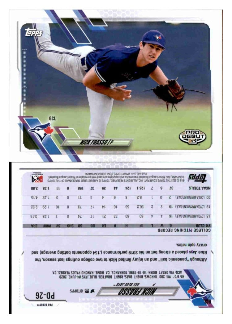 2021 Topps Pro Debut Base Set Nick Frasso #PD-26 card