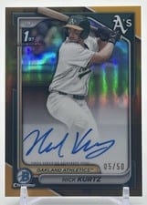 2024 Bowman Draft Chrome Prospect Autograph Nick Kurtz Gold Refractor #CPA-NK card