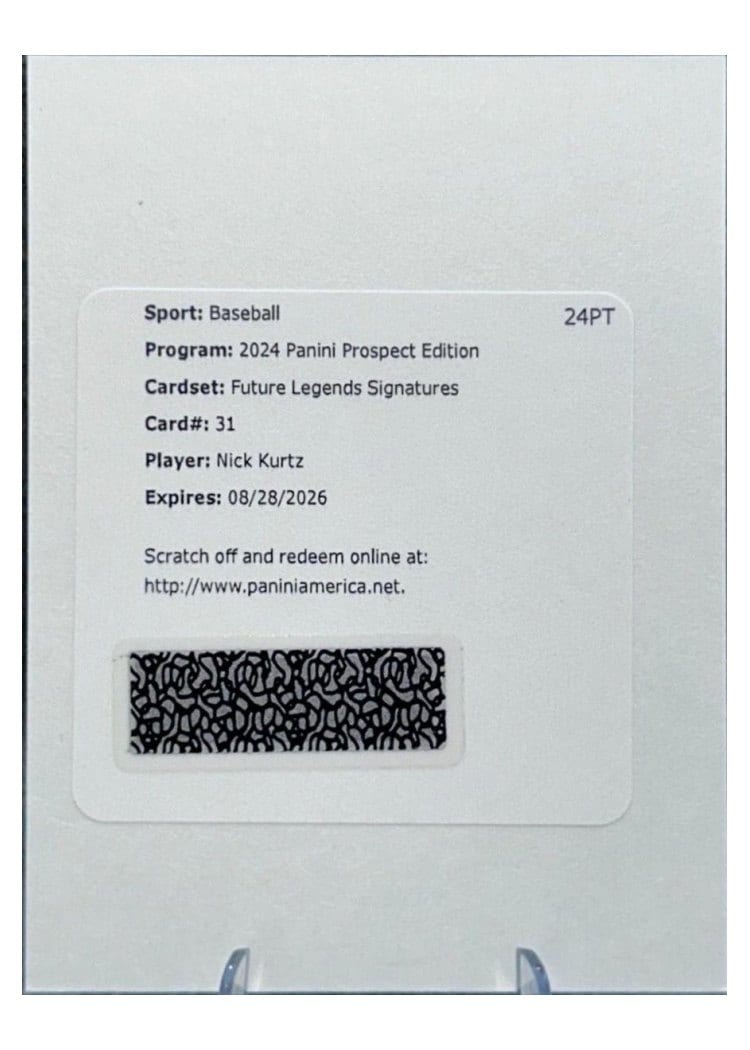 2024 Panini Prospect Edition Franchise Futures Signatures Nick Kurtz #19 card