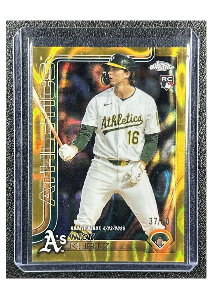 2025 Topps Chrome Update Nick Kurtz Gold Lava Refractor #USC180 card