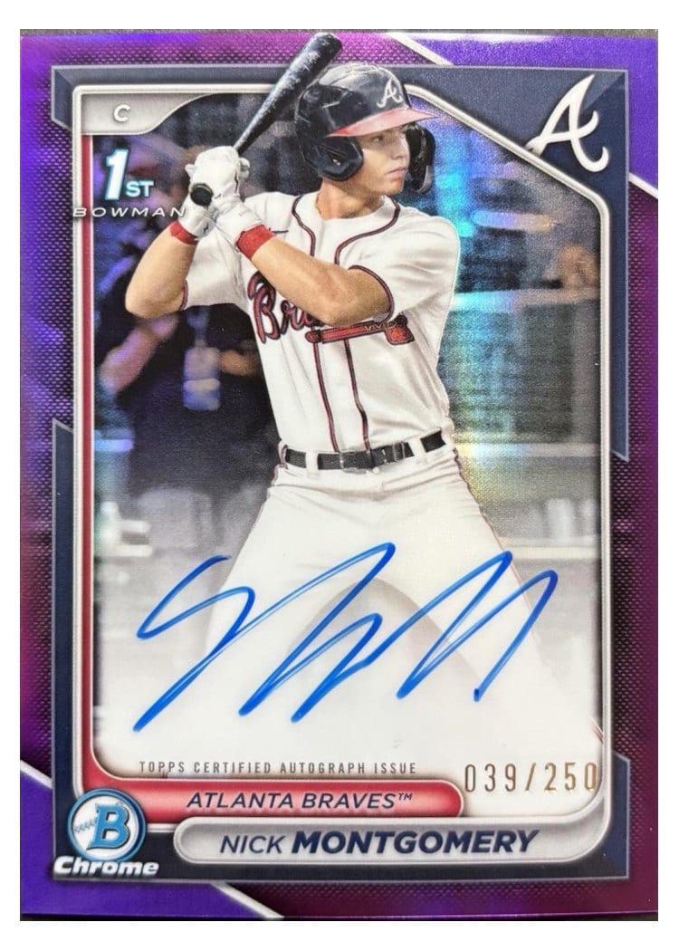 2024 Bowman Draft Chrome Prospect Autographs Nick Montgomery Purple Refractor #CPA-NMO card