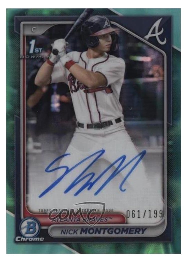 2024 Bowman Draft Chrome Prospect Autographs Nick Montgomery Aqua Lava Refractor #CPA-NMO card